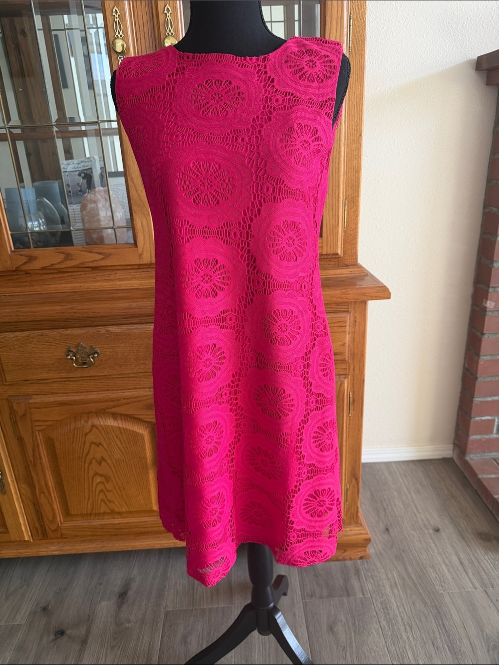 Eliza J Bright Fuchsia Crochet Shift Dress